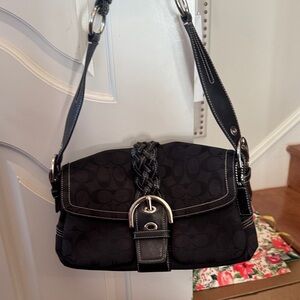 Coach Black Shoulder Bag with Braided Strap